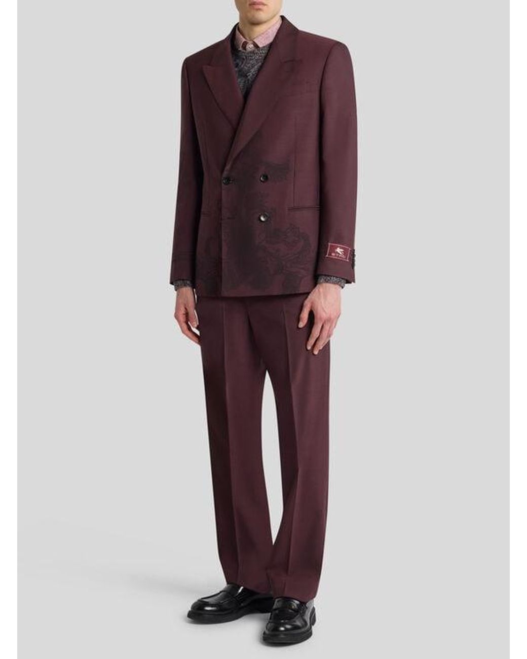 Etro Purple Double-Breasted Jacket With Placed Motif for men