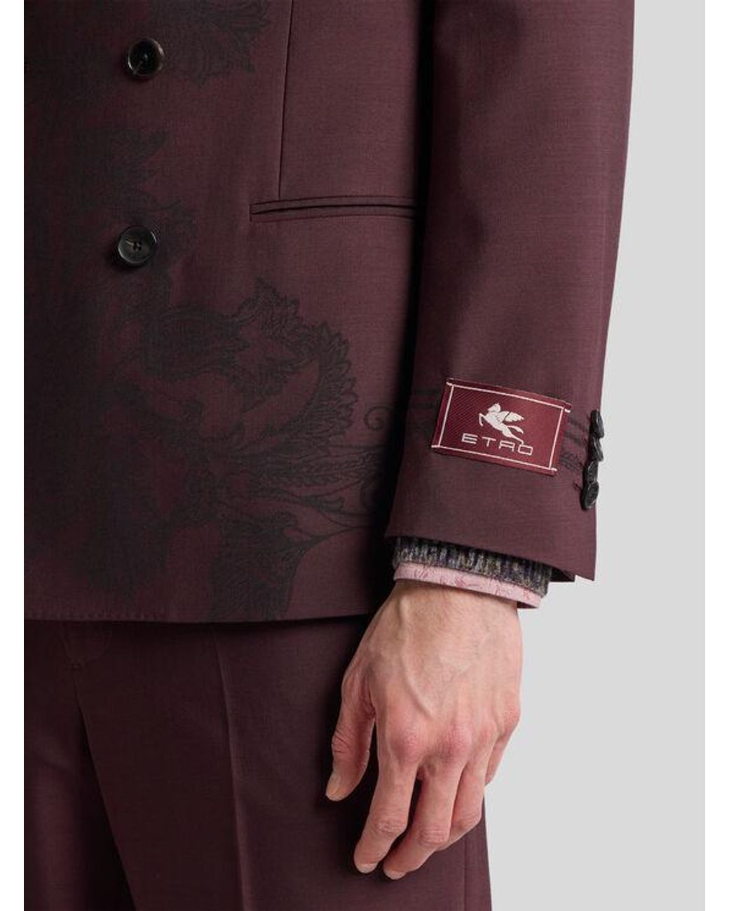 Etro Purple Double-Breasted Jacket With Placed Motif for men