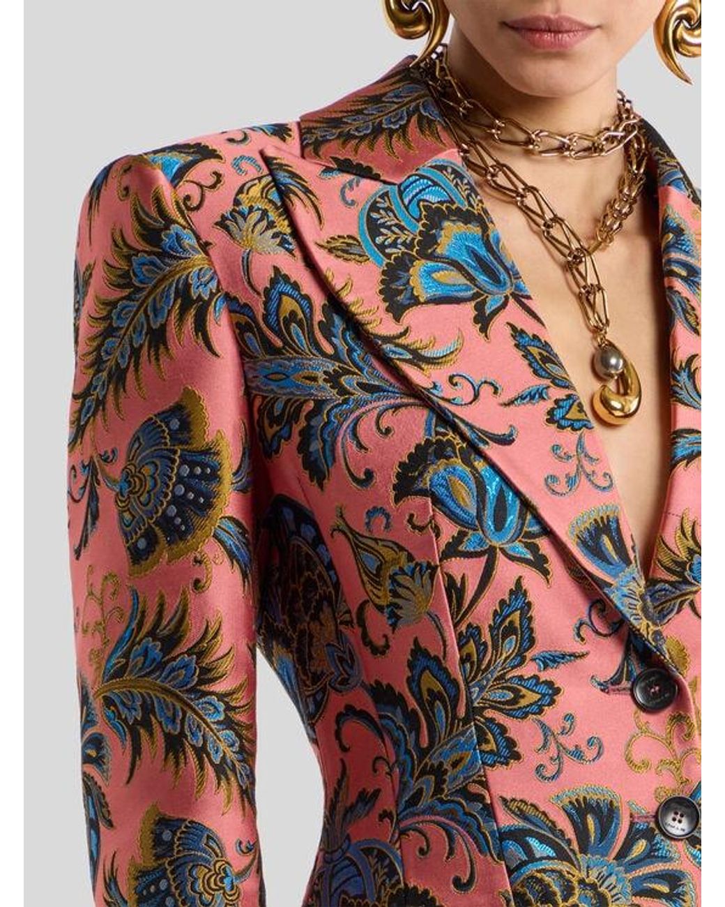 Etro Red Floral Jacquard Jacket