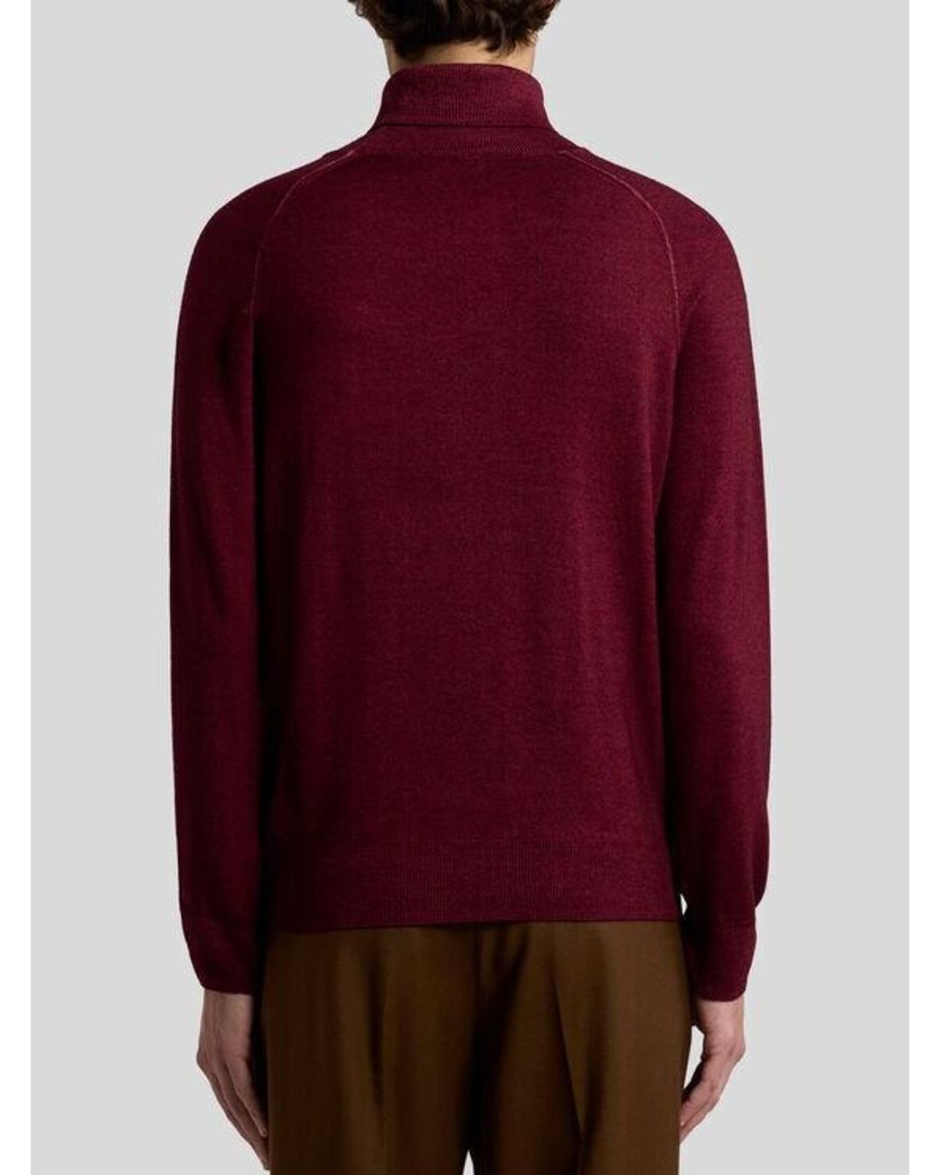 Etro Red Wool Turtleneck With Pegaso Logo for men