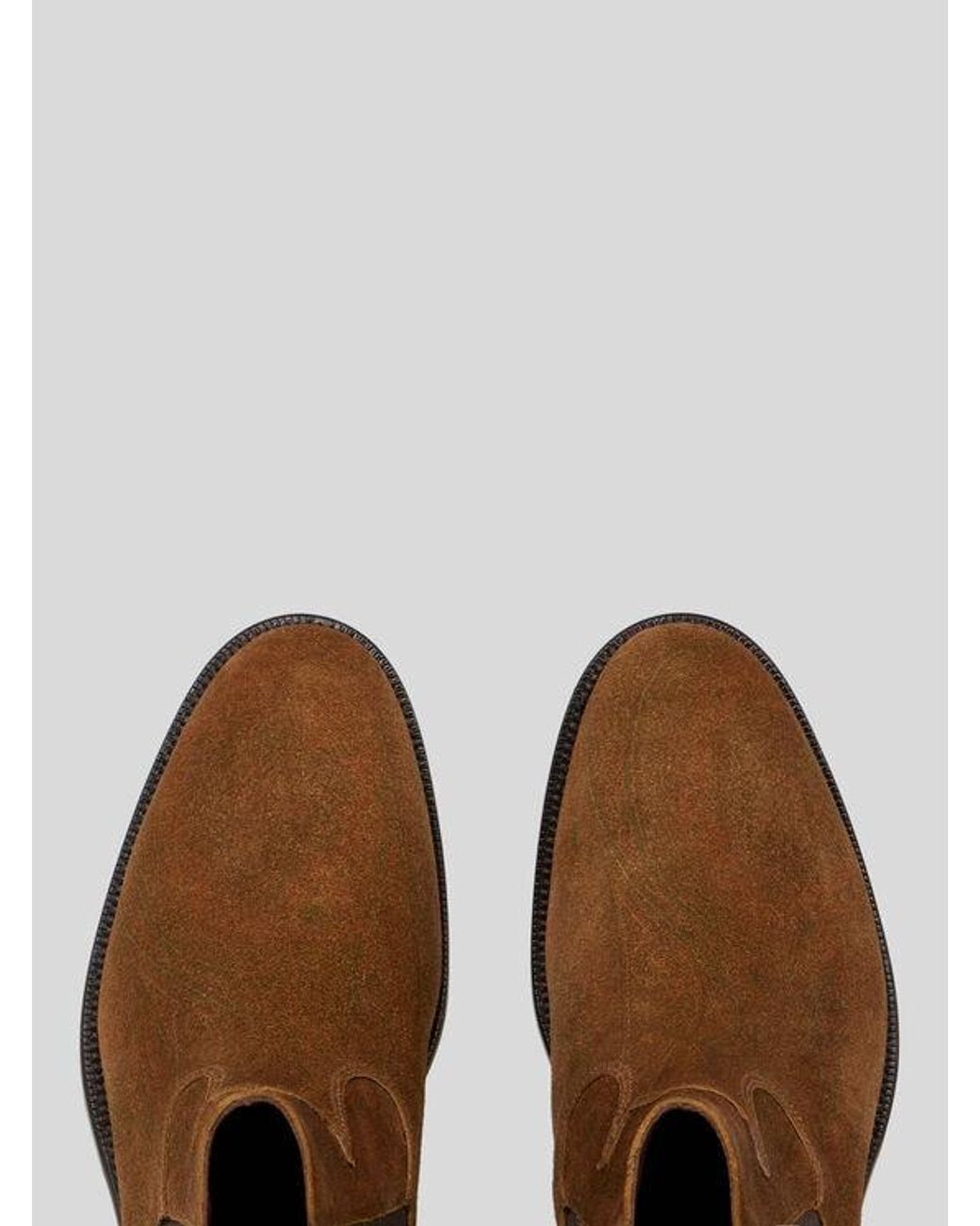 Etro Brown Suede Chelsea Ankle Boots With Arnica Motif for men