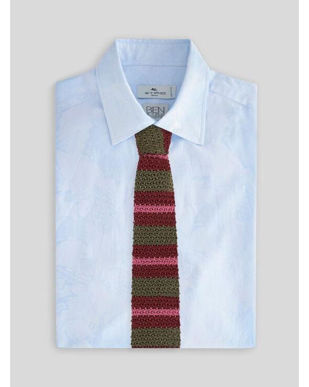 Etro Purple Knit Silk Tie With Stripes And Pegaso for men