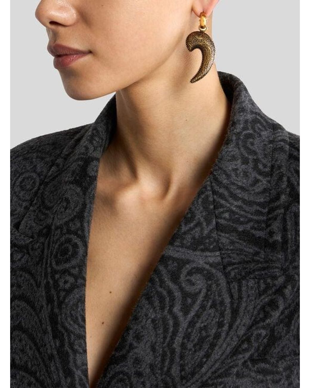 Etro Metallic Drop Earrings With Arnica Paisley