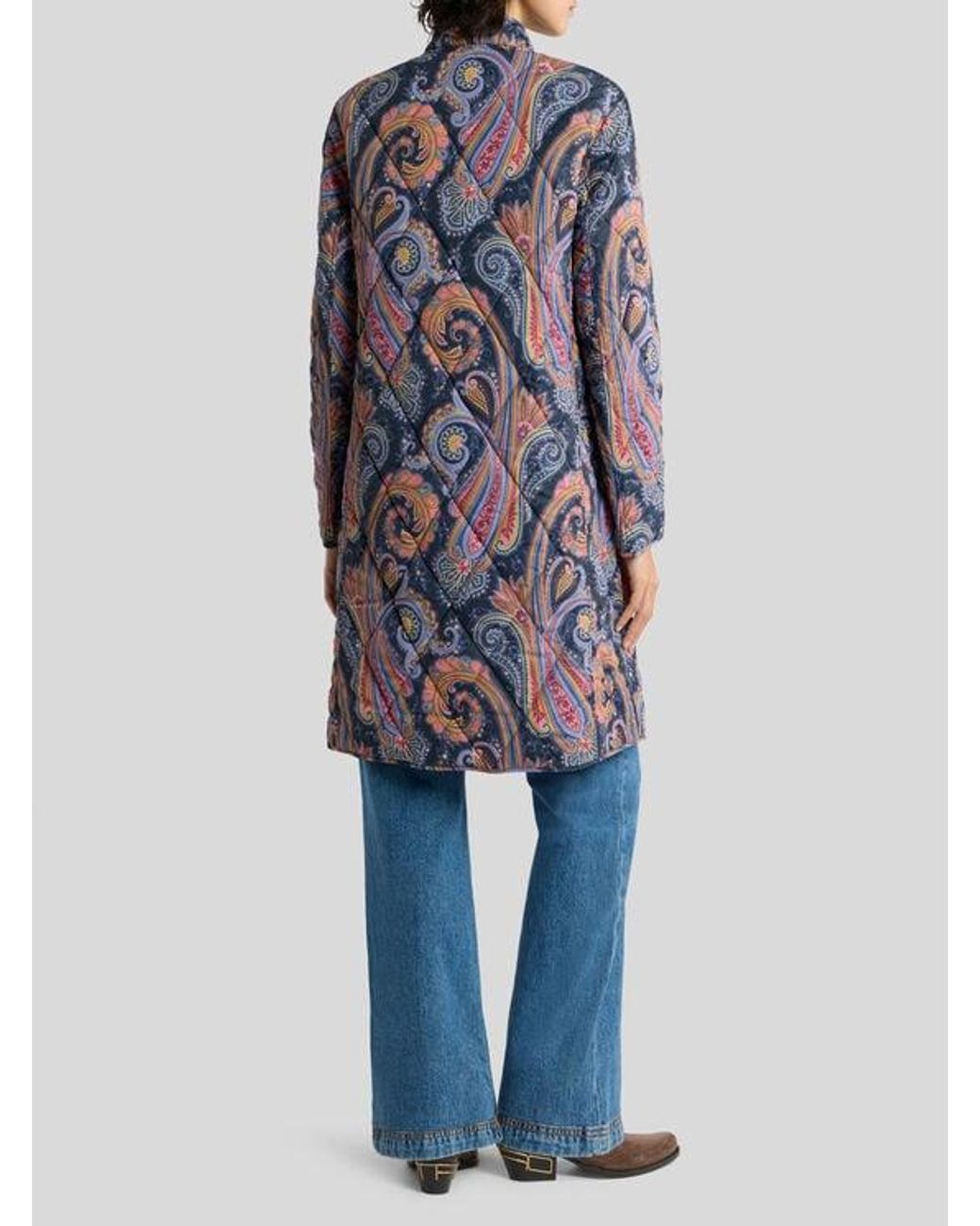 Etro Blue Quilted Paisley Coat