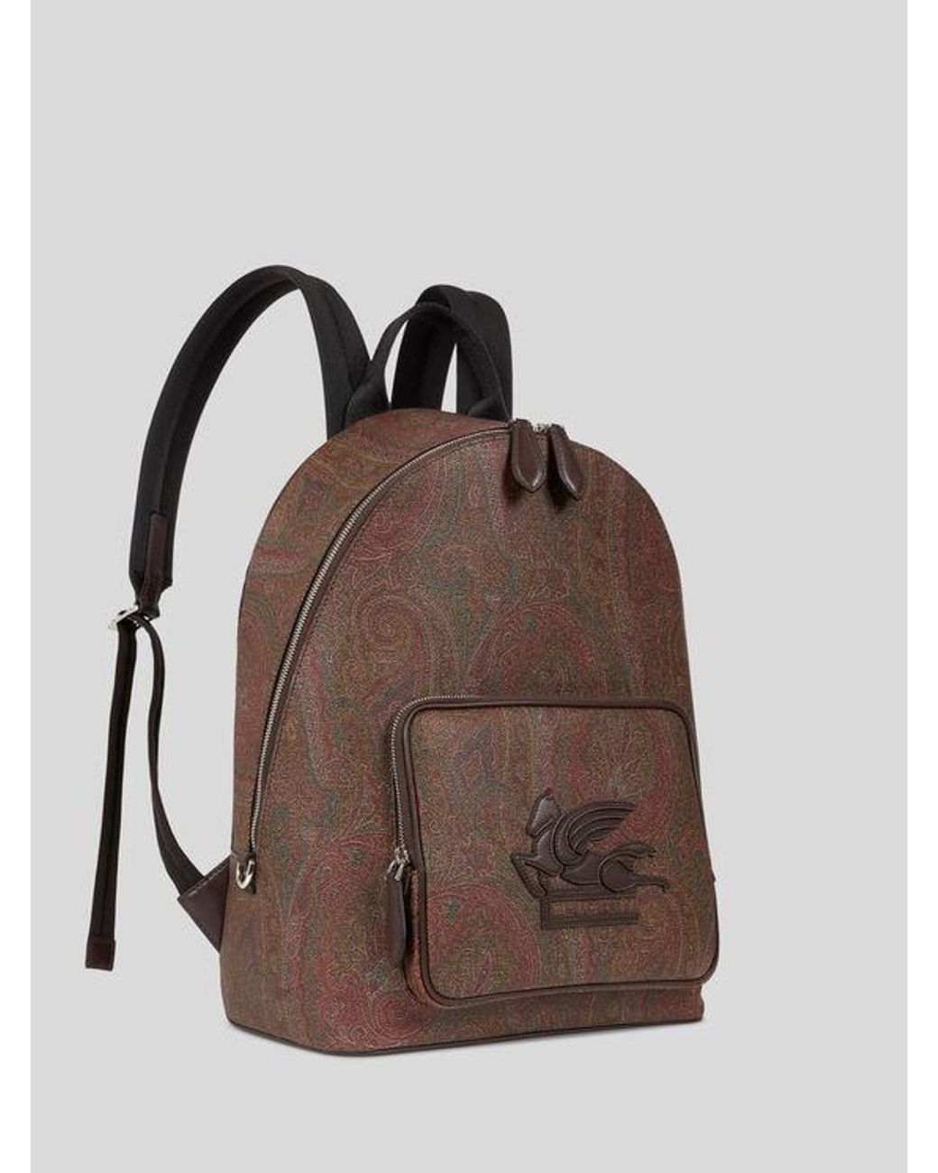 Etro Brown Essential Arnica Backpack With Pegaso for men