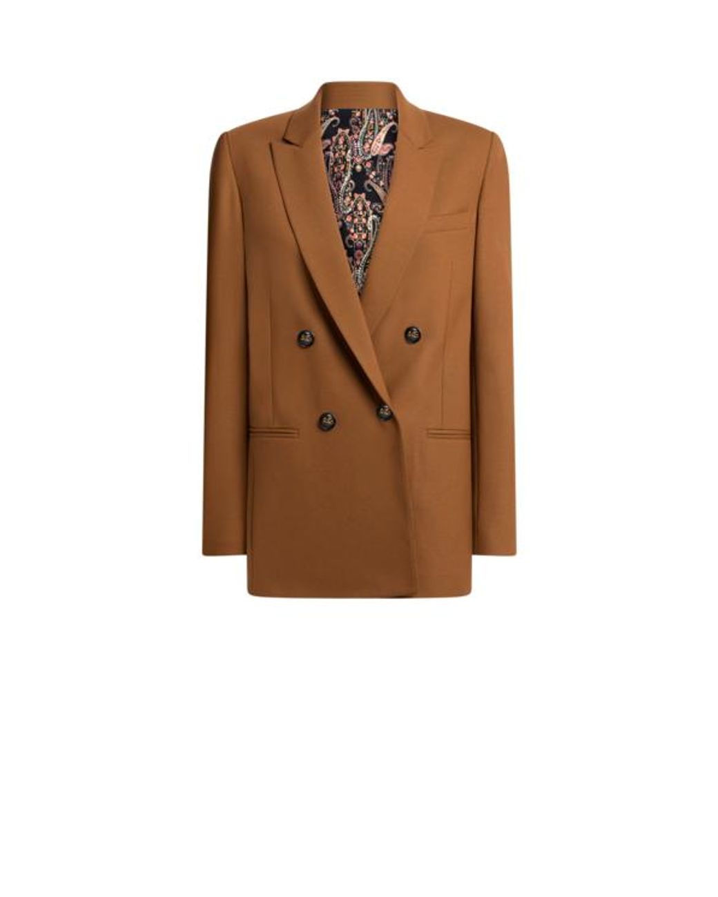 Etro Multicolor Double-Breasted Stretch Wool Jacket With Pegaso Buttons