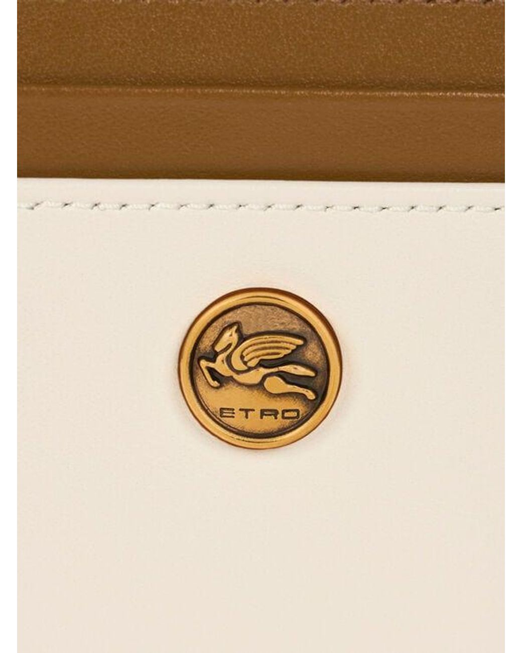 Etro White Two-Tone Leather Card Holder