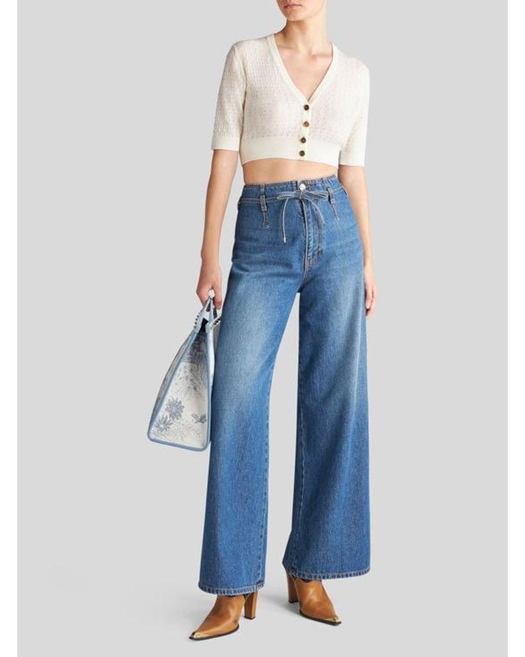 Etro Blue Culotte Jeans With Belt