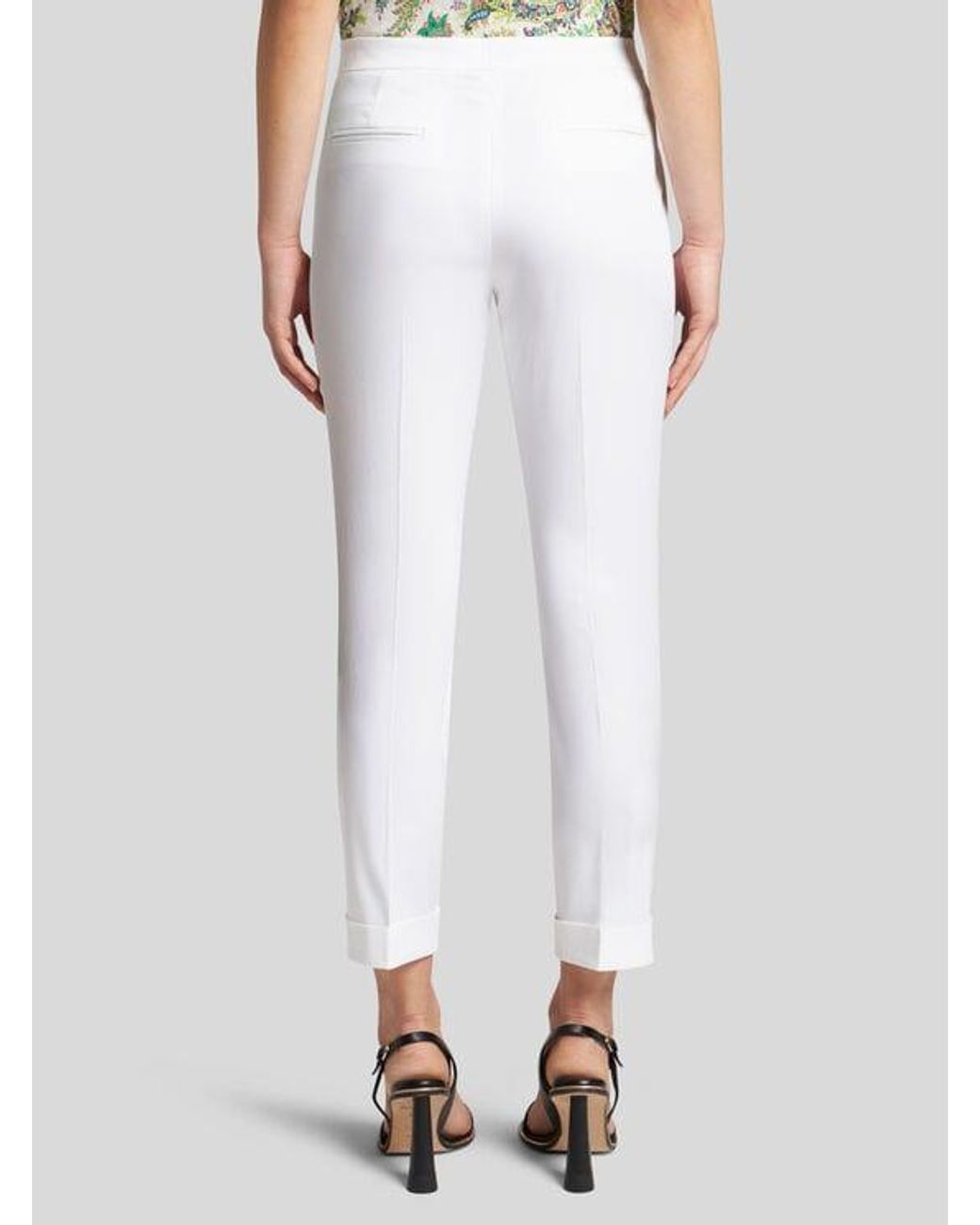 Etro White Cropped Stretch Cotton Trousers