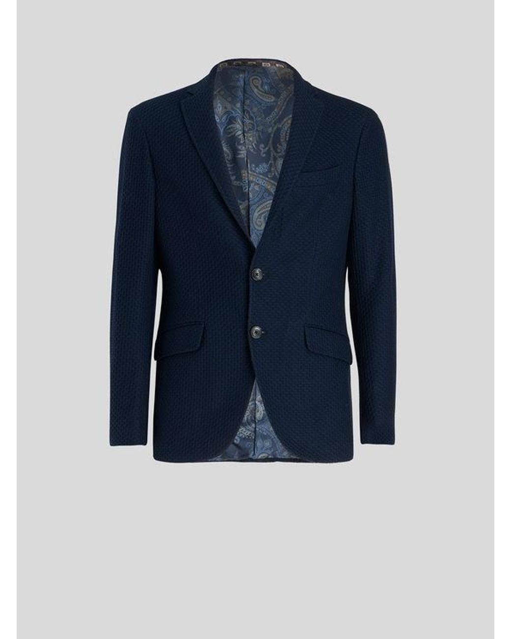 Etro Blue Worked Weave Jersey Jacket for men