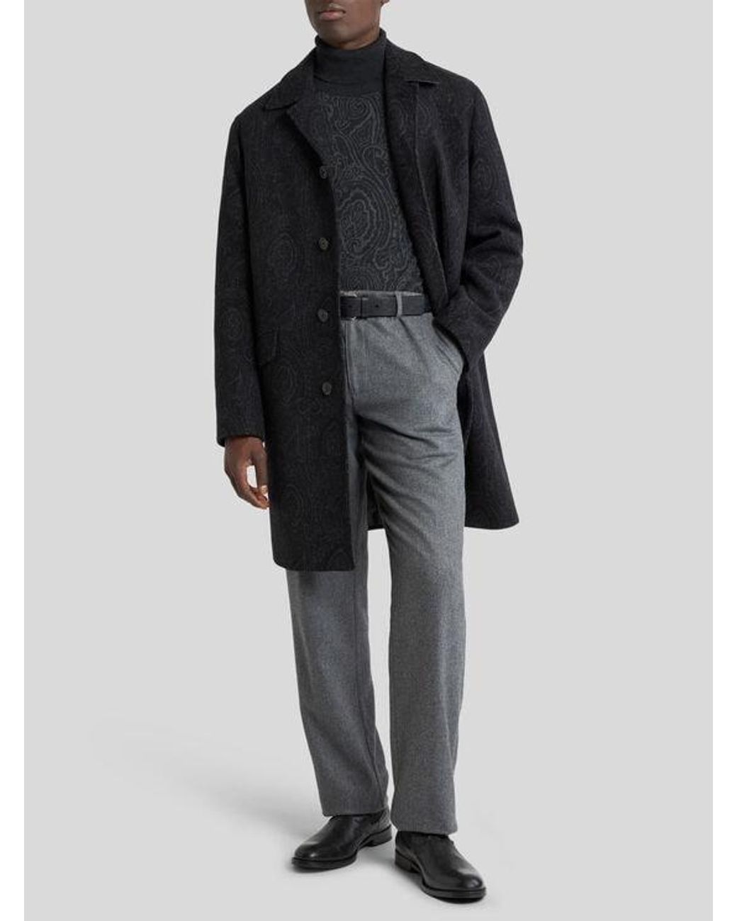 Etro Blue Wool-Blend Jacquard Turtleneck With Arnica Motif for men