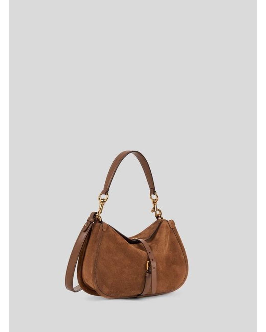 Etro Brown Medium Suede Pony Bag