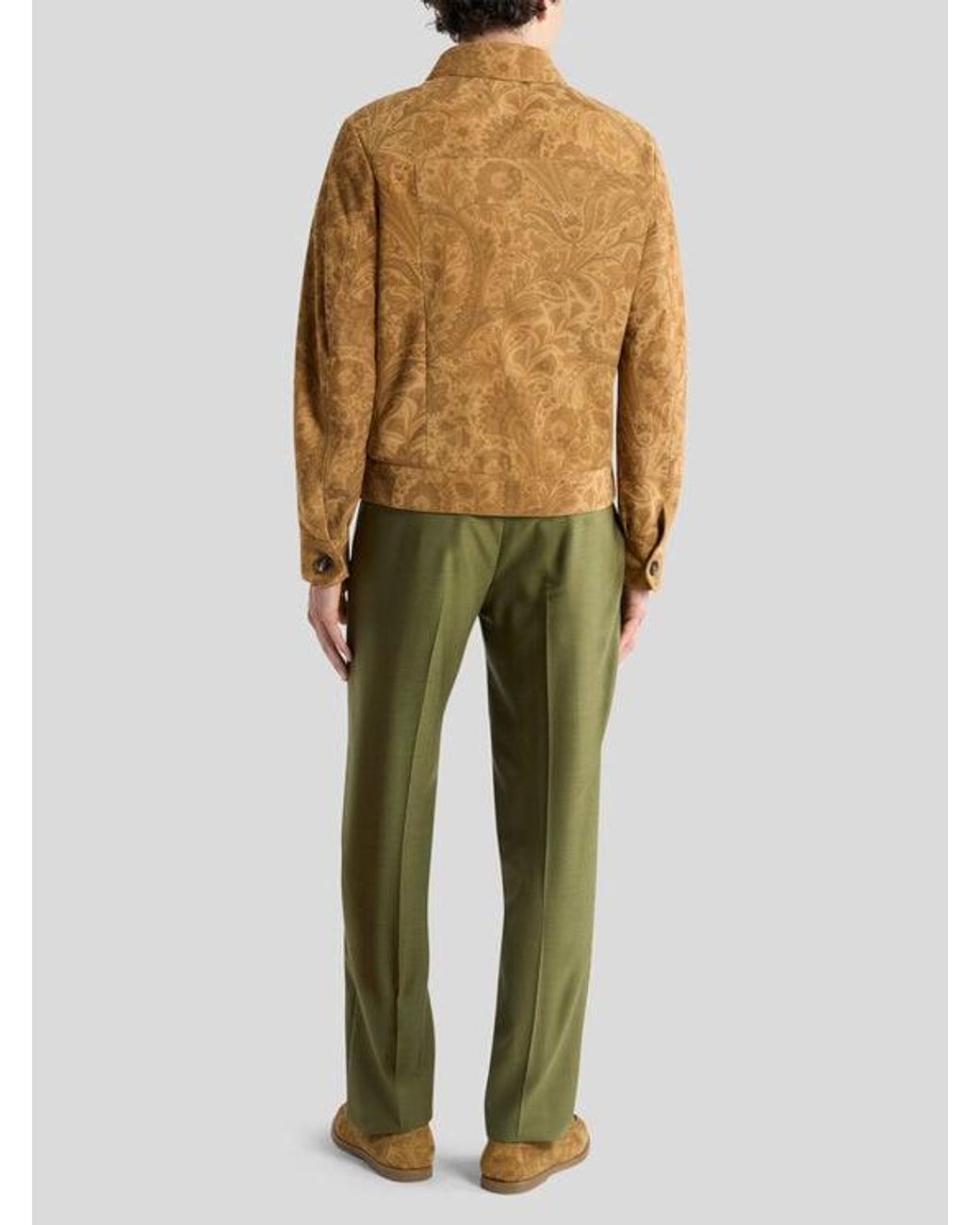 Etro Natural Suede Jacket With Floral Paisley Motif And Zip for men