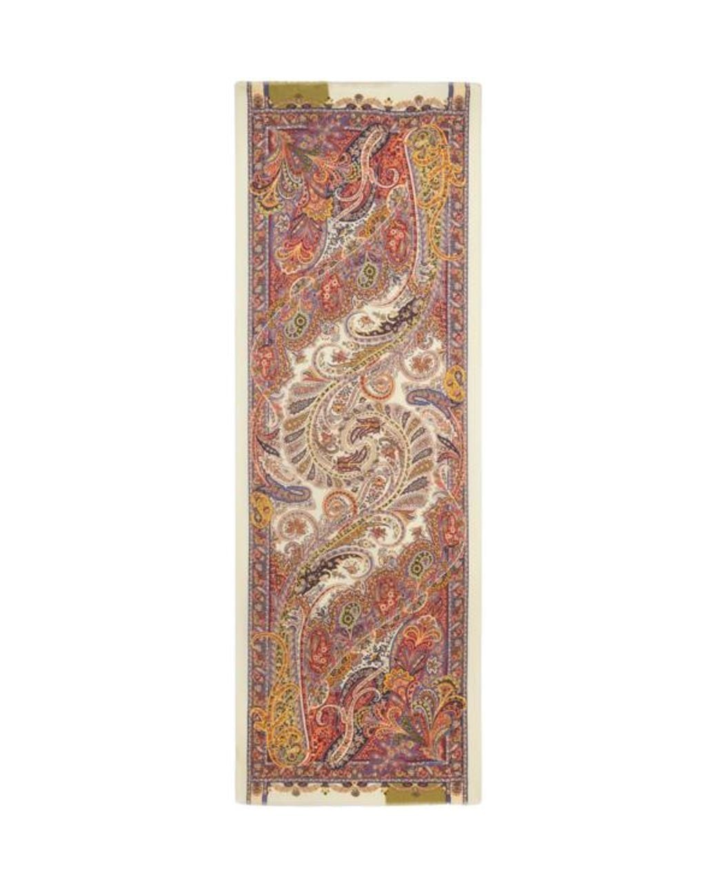 Etro Natural Cashmere And Silk Scarf With Paisley Print for men