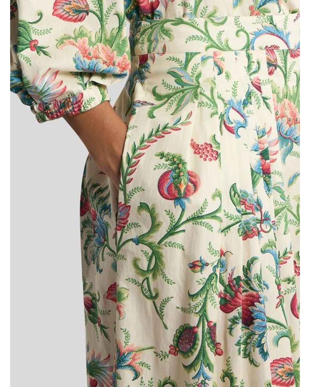 Jupe Longue Plissée En Coton À Motif Floral, Femme, Taille Etro en coloris White