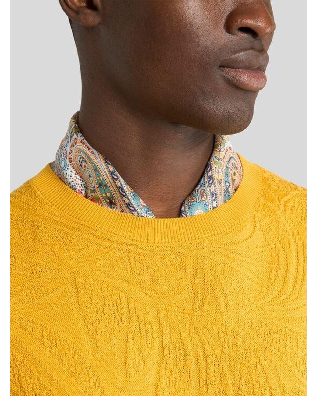 Etro Red Silk Pocket Square With Macro Paisleys for men