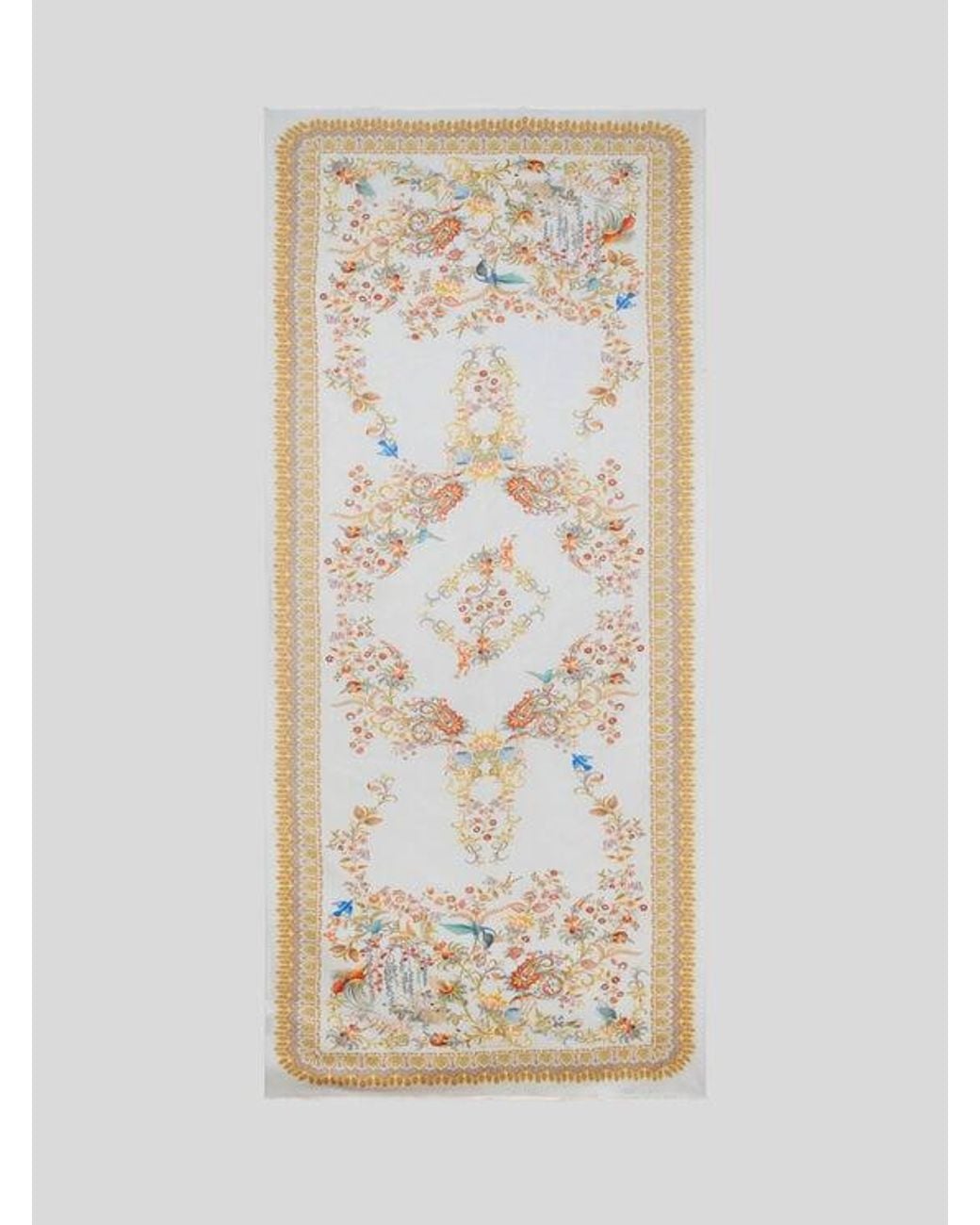 Etro White Cotton-Blend Jacquard Scarf With Floral Motif for men