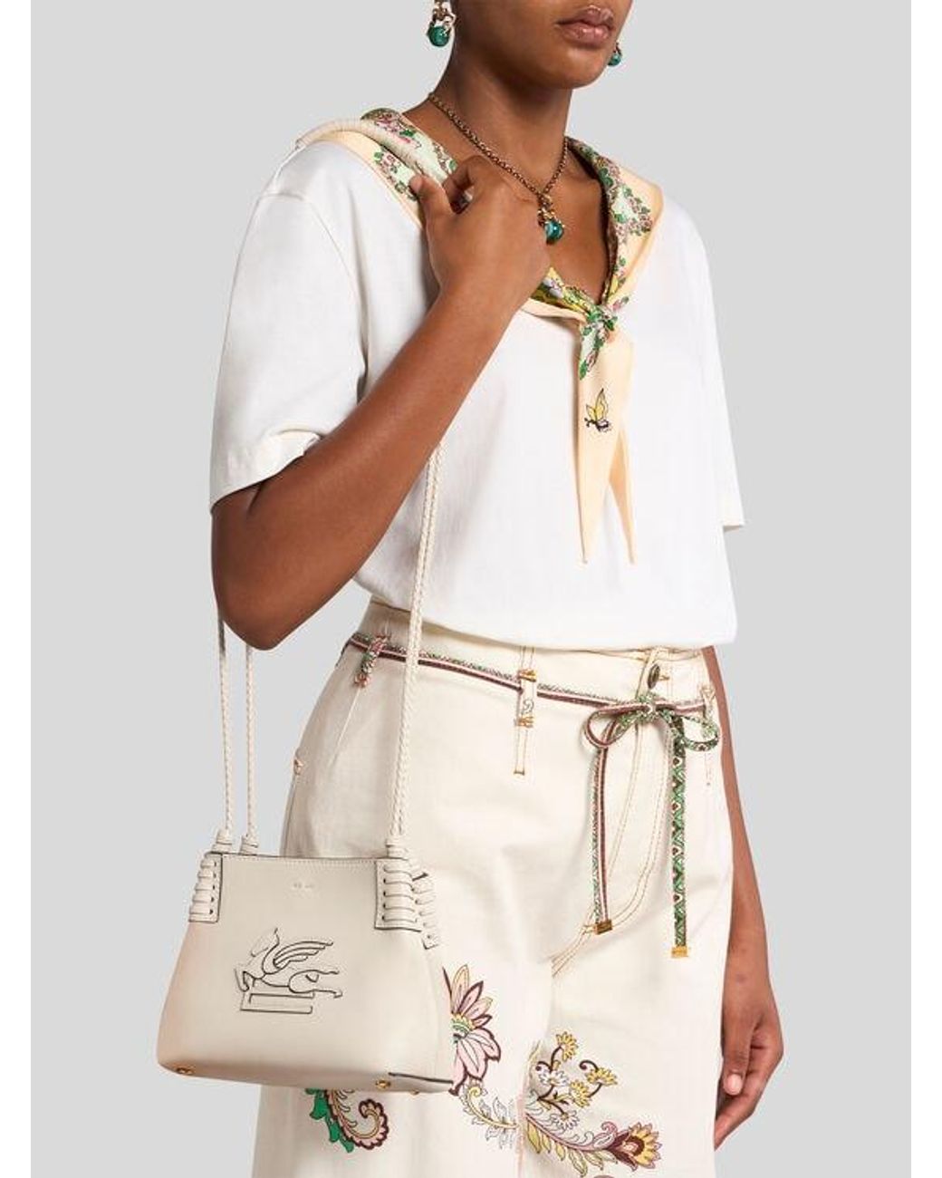 Etro White Mini Libra Tote Bag