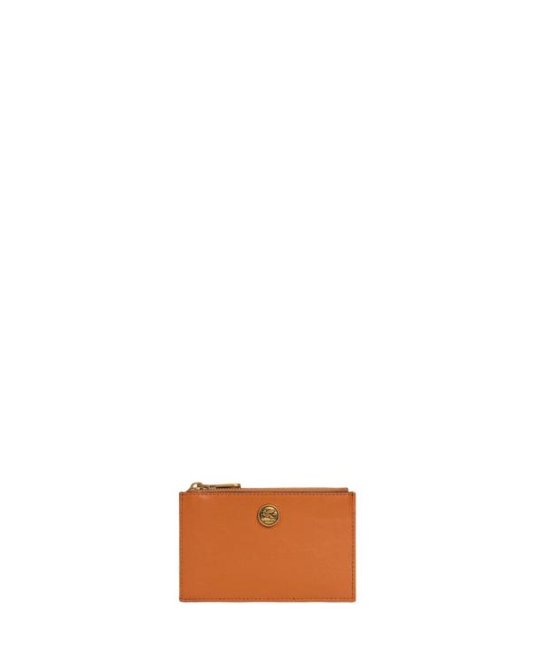 Etro White Leather Card Holder With Pegaso Button