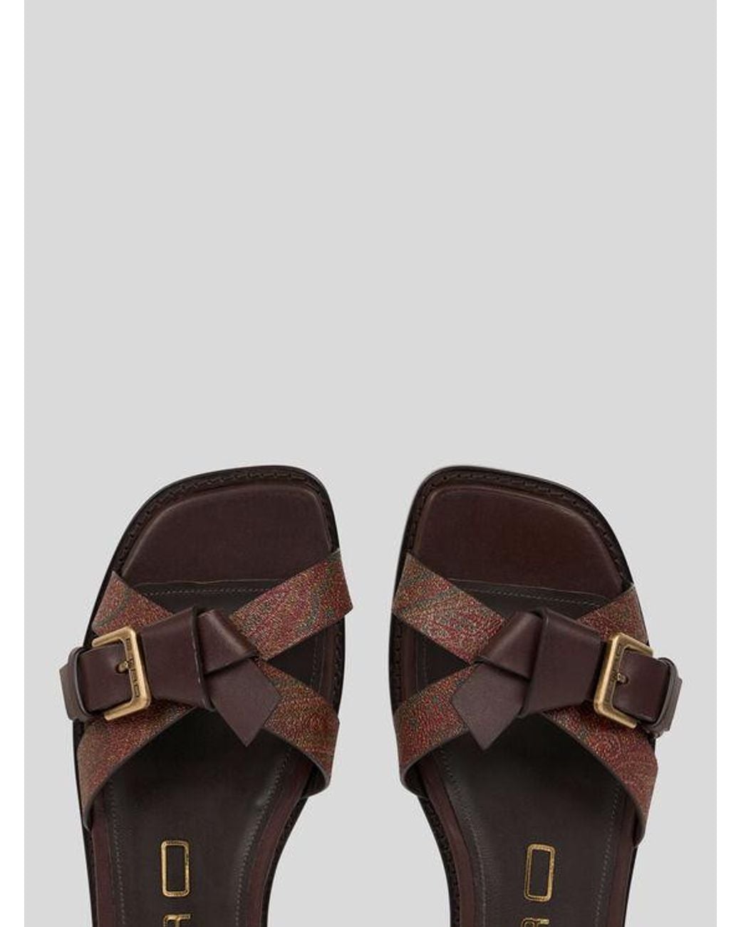 Etro Brown Paisley Slides