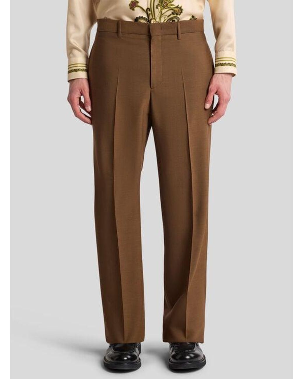 Etro Brown Wool Trousers for men
