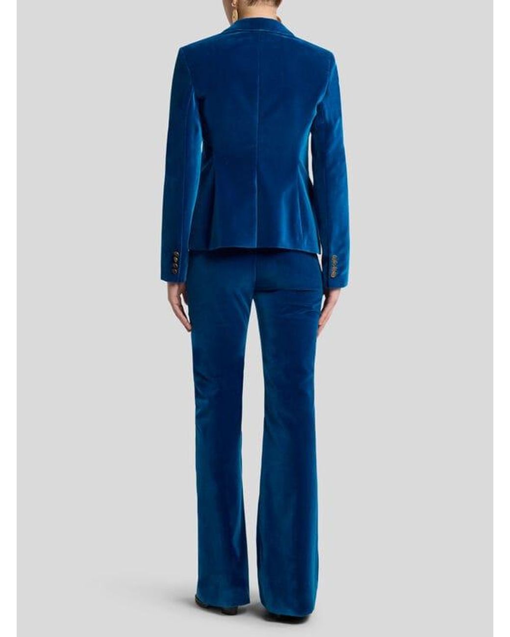 Etro Blue Single-Breasted Velvet Jacket