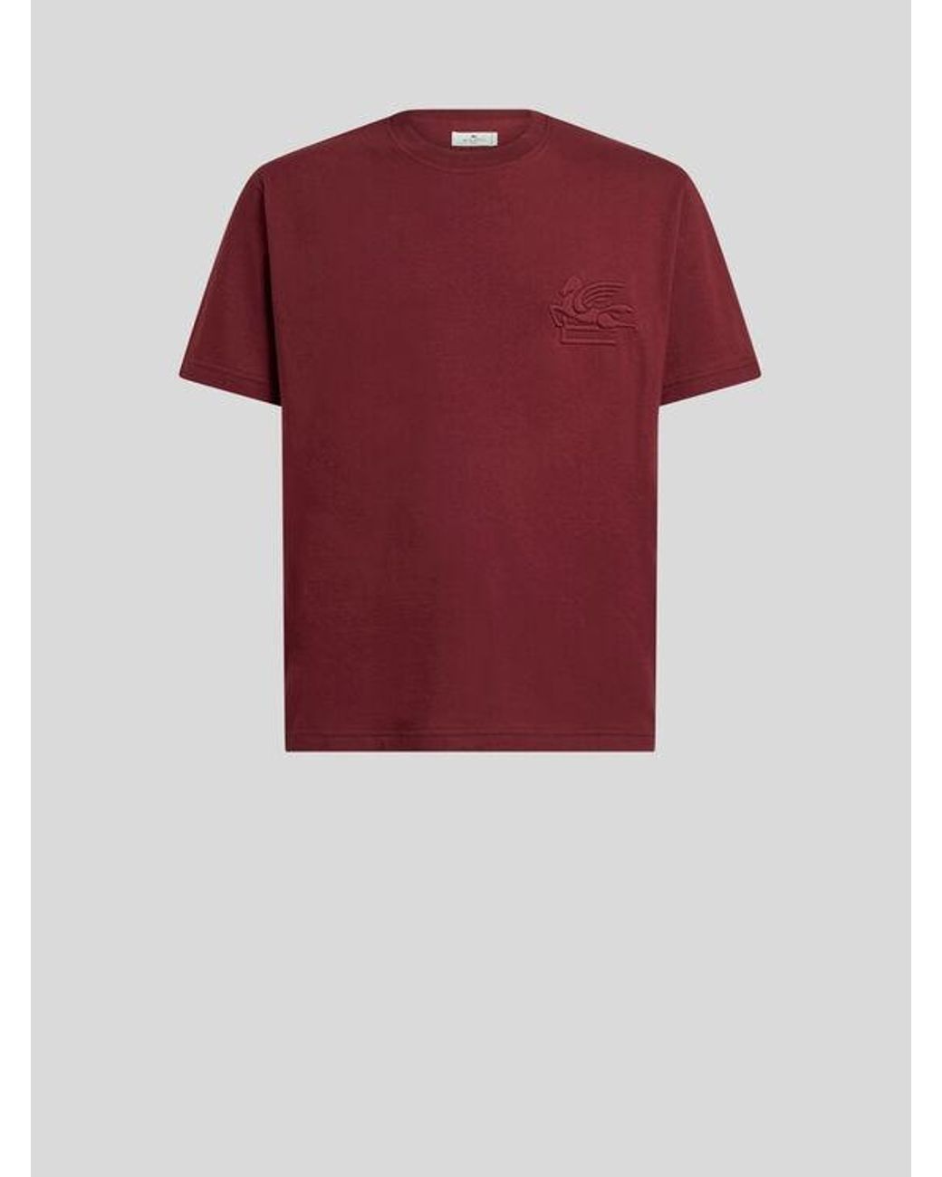 Etro Red Cotton Jersey T-Shirt With Raised Pegaso Logo for men