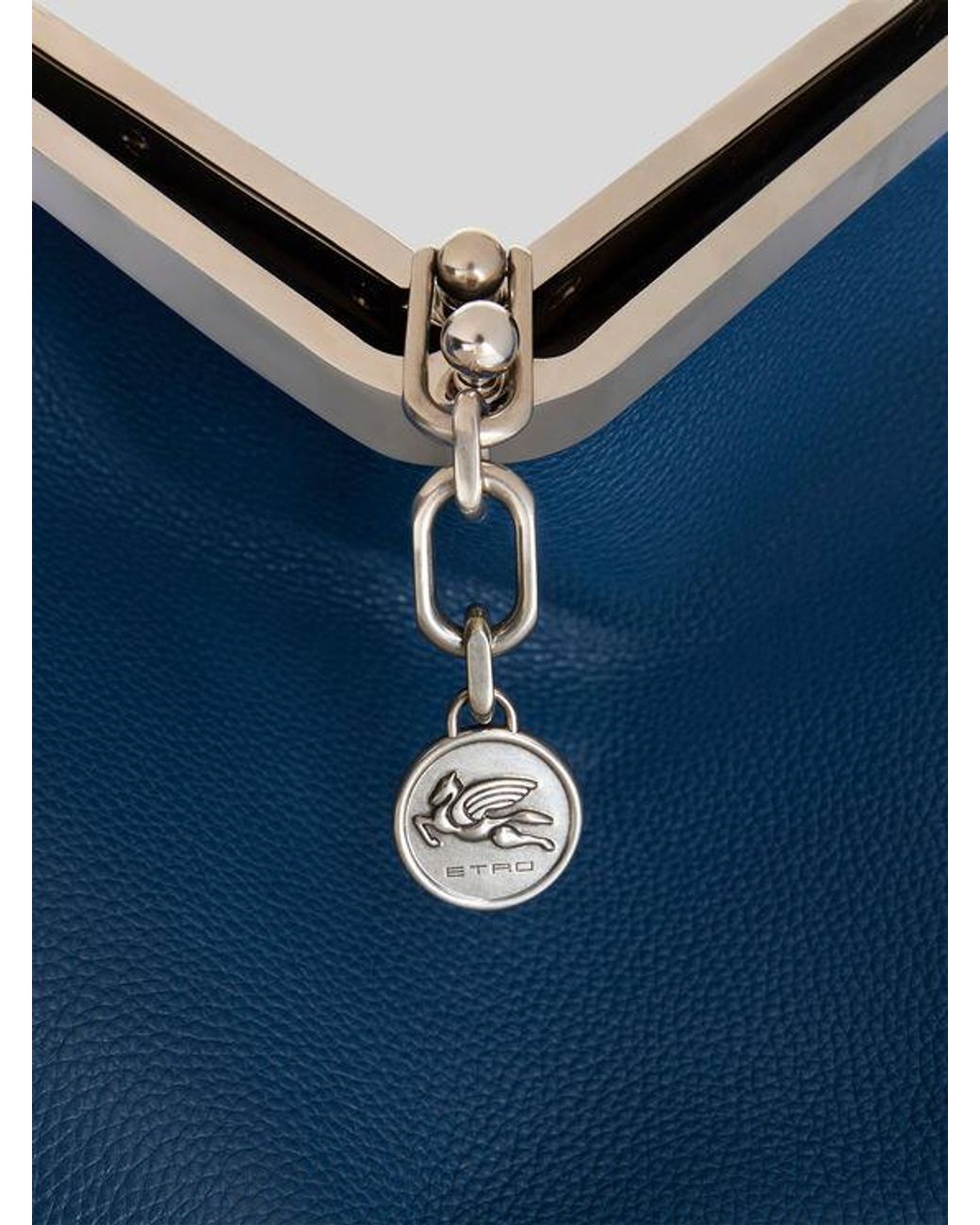 Etro Blue Large Leather Vela Bag for men