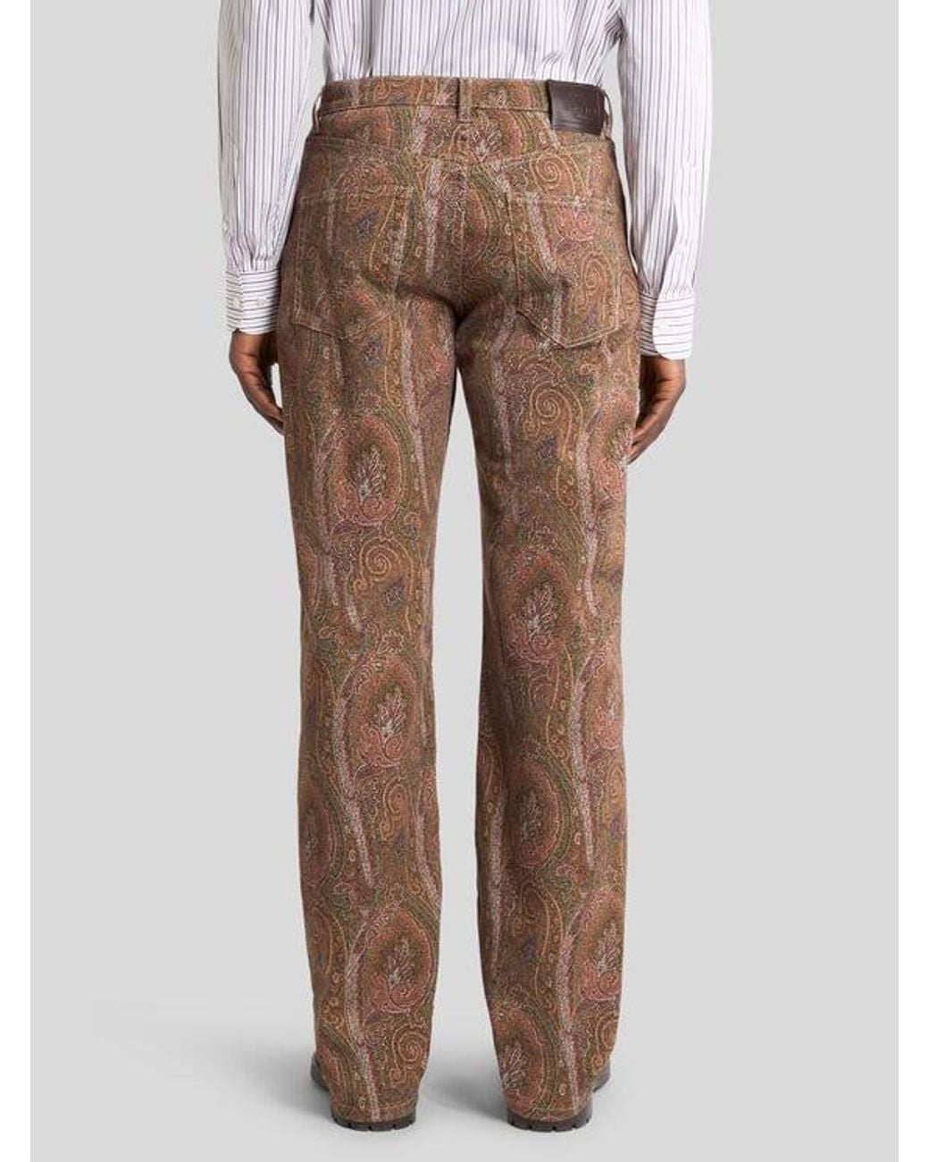 Etro Brown Straight-Leg Cotton Denim Jeans With Arnica Motif for men