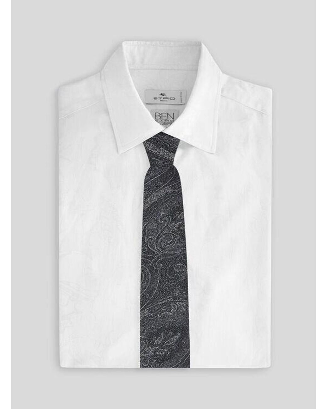 Etro White Silk Jacquard Tie With Arnica Motif for men