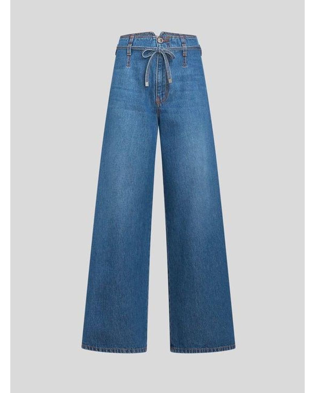 Etro Blue Culotte Jeans With Belt