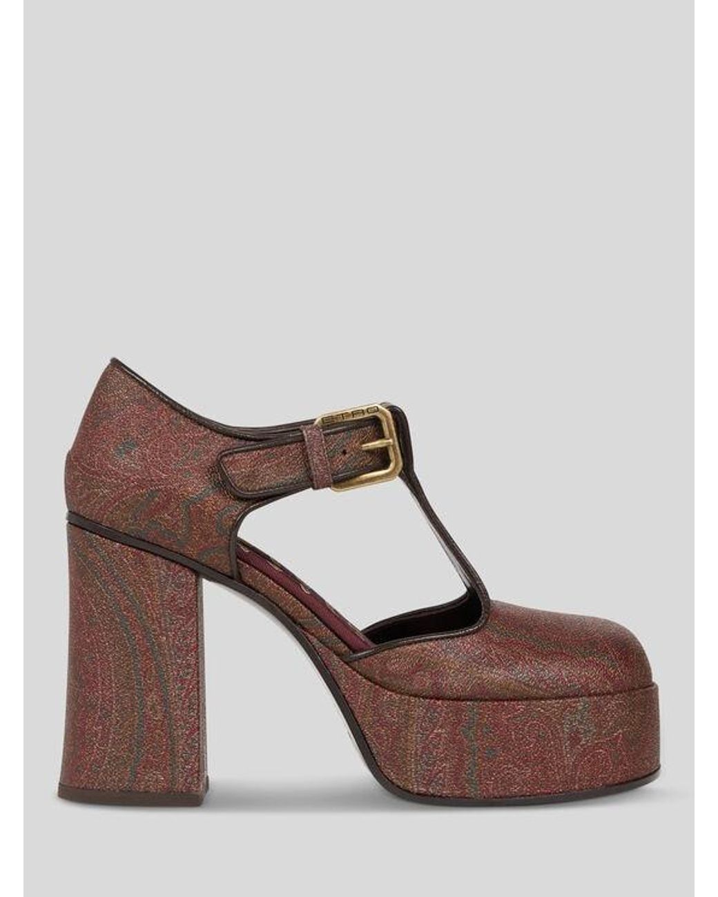 Etro Brown Paisley Mary Jane Sandals