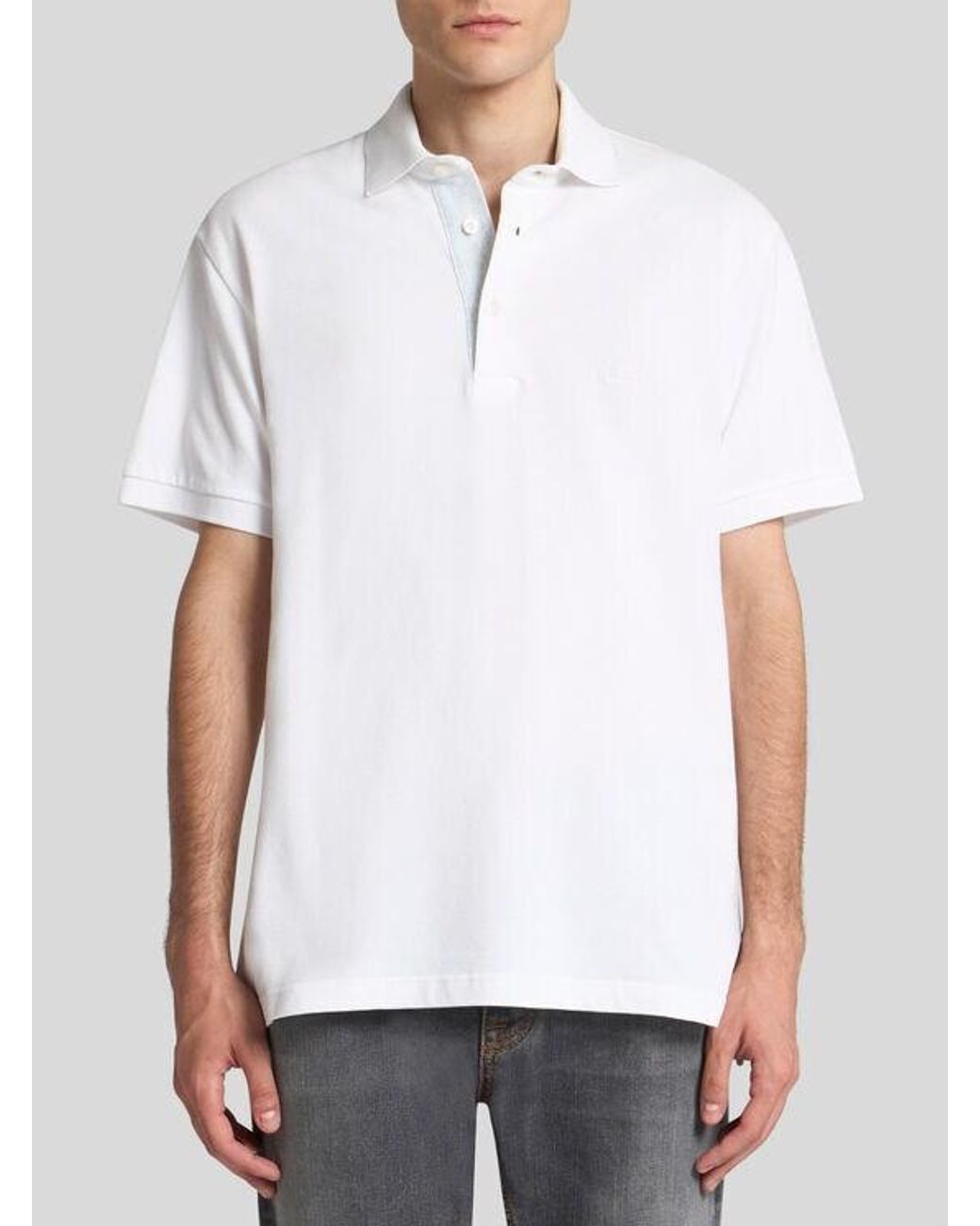 Etro White Polo Shirt With Printed Details for men