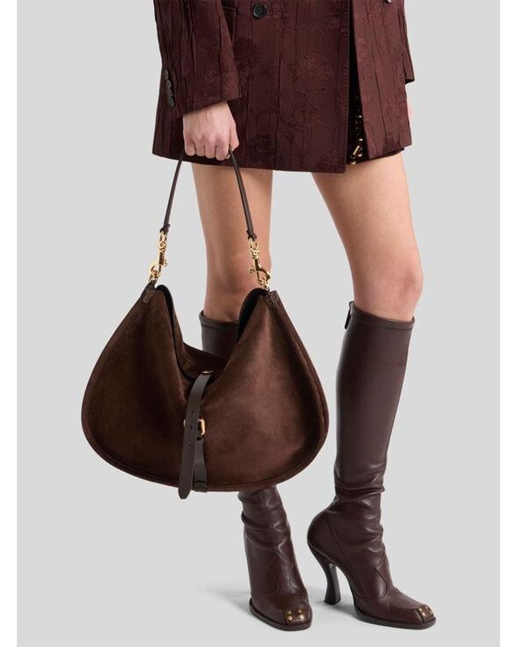 Etro Brown Maxi Suede Pony Bag