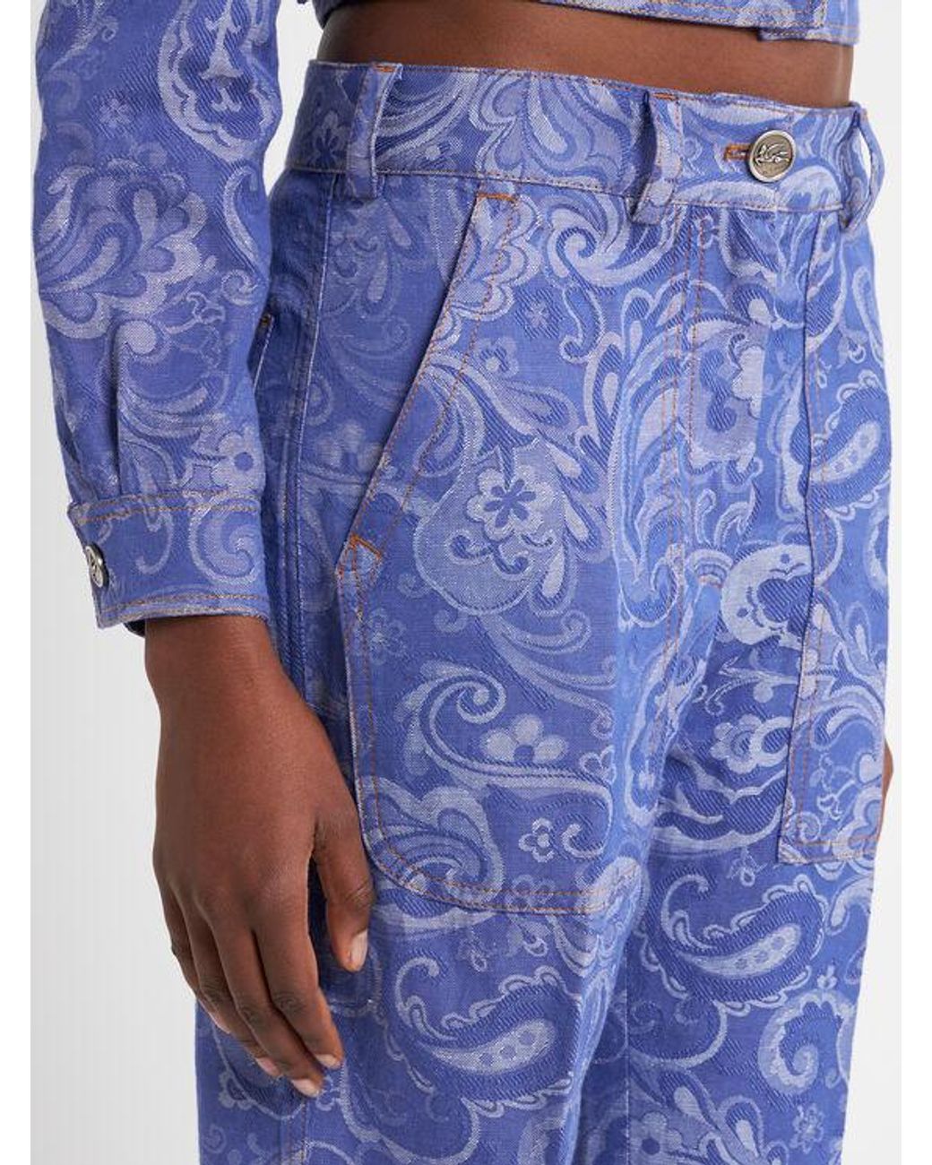 Etro Blue Flared Jacquard Jeans