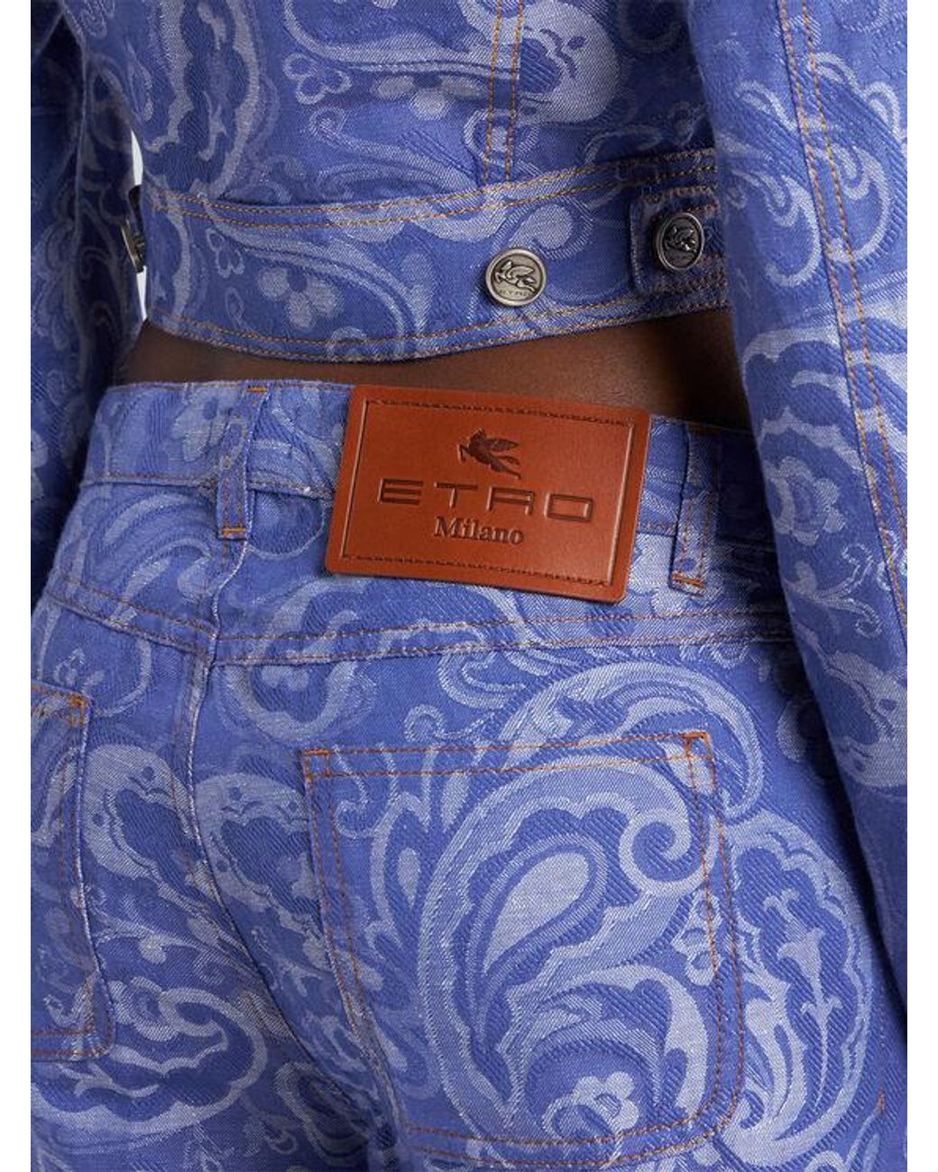 Etro Blue Flared Jacquard Jeans