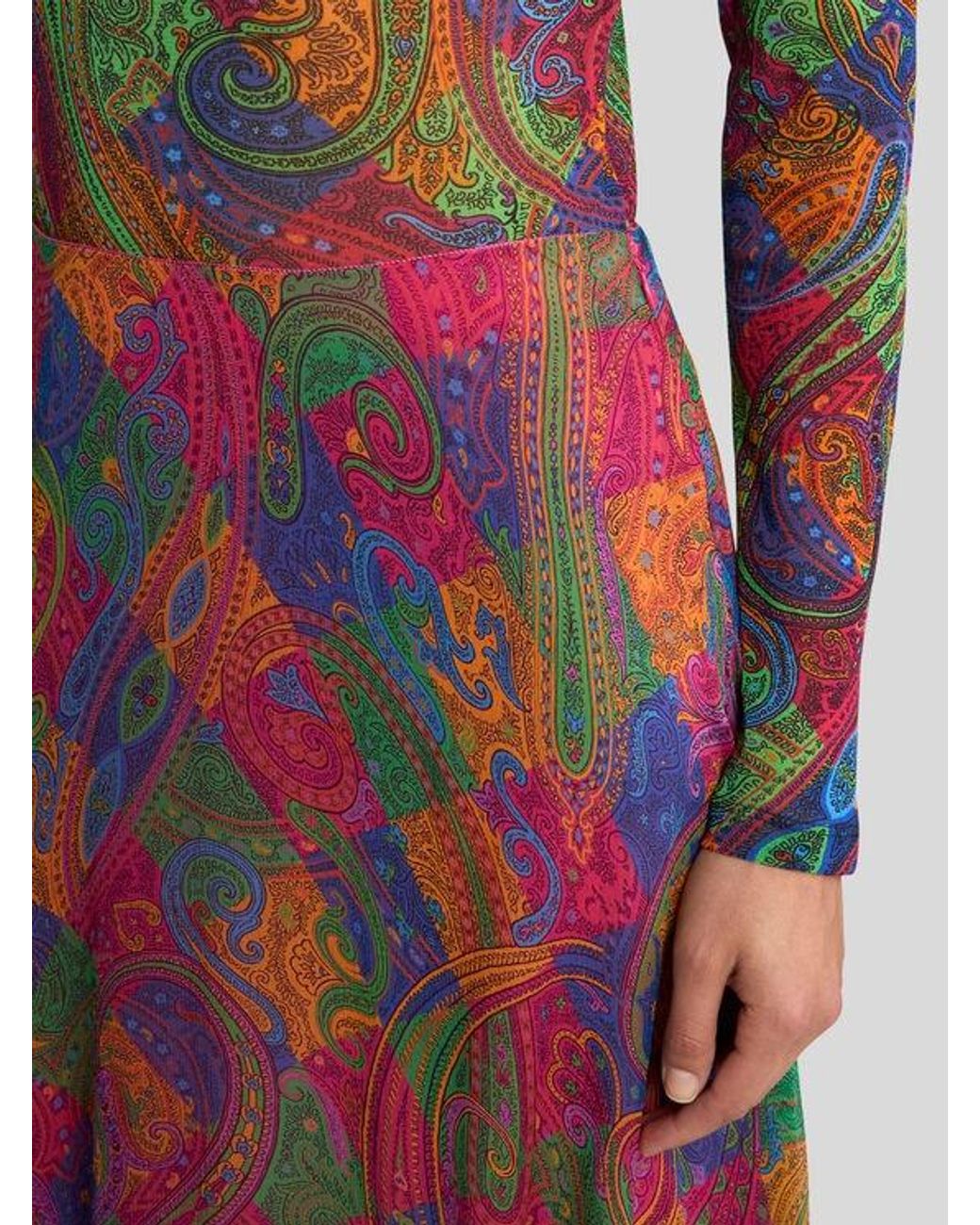 Jupe Longue En Crépon De Soie À Volants Et Motif Paisley Géométrique, Femme, Taille Etro en coloris Red