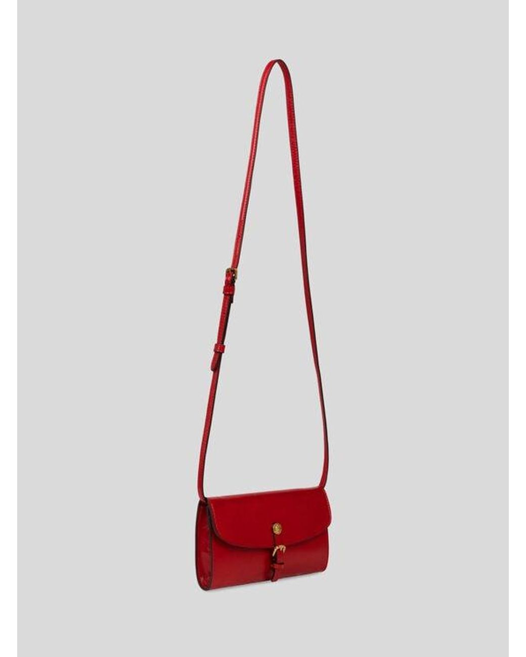 Etro Red Leather Pony Wallet With Shoulder Strap