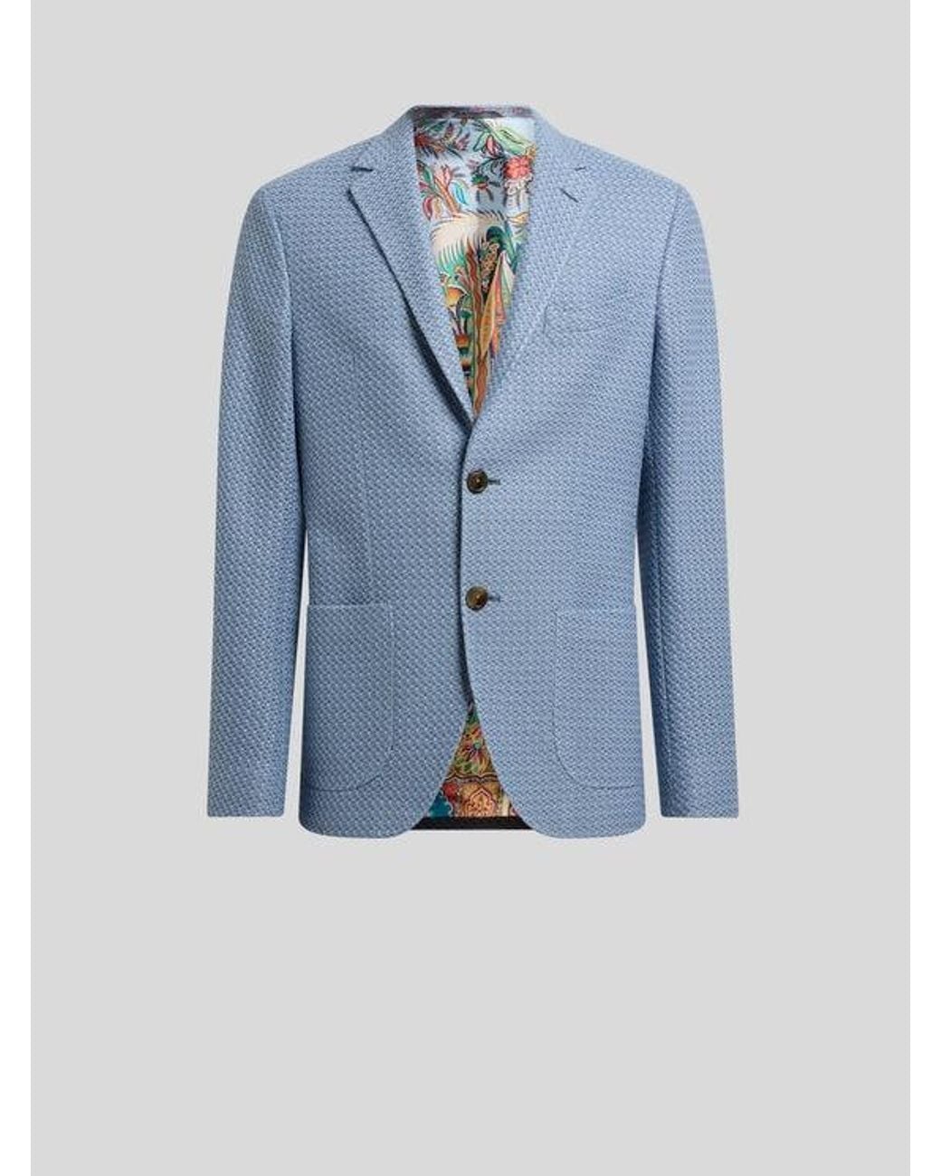 Etro Blue Cotton Jersey Blazer for men