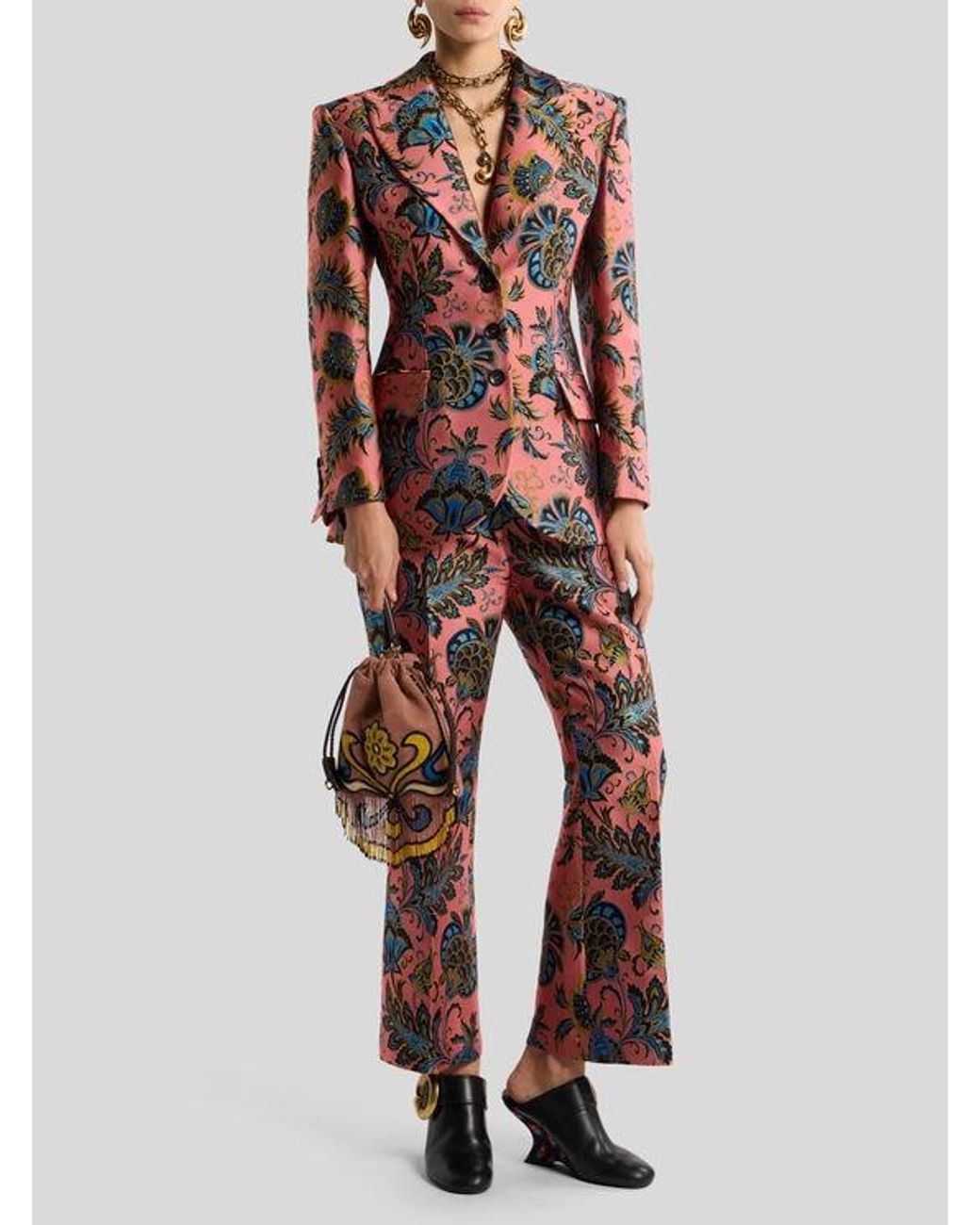 Etro Red Floral Jacquard Jacket