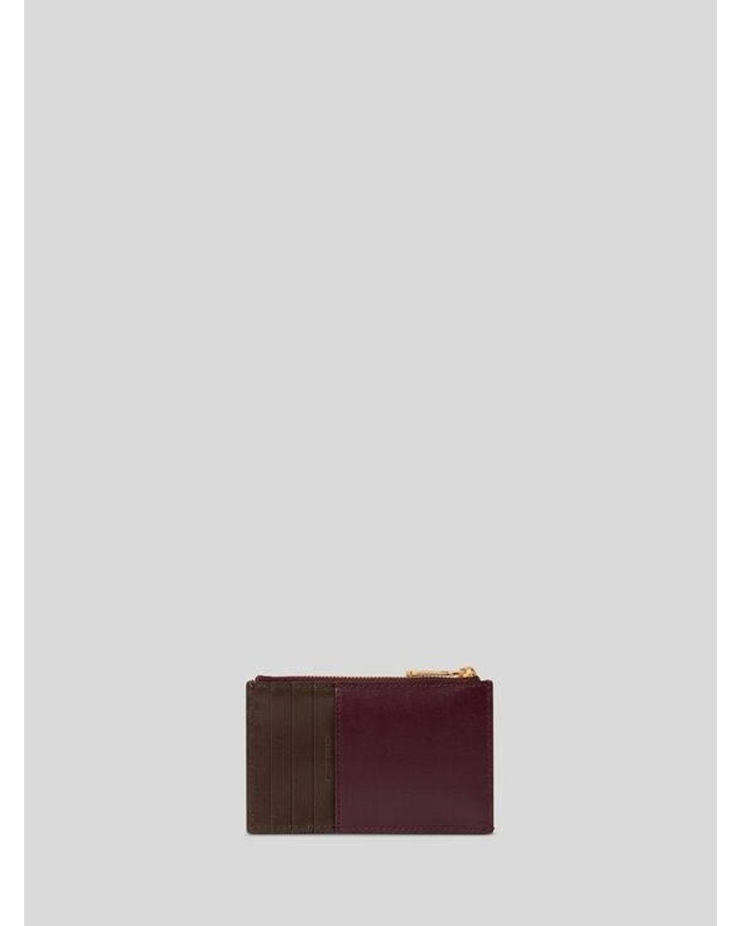 Etro Purple Leather Card Holder With Pegaso Button