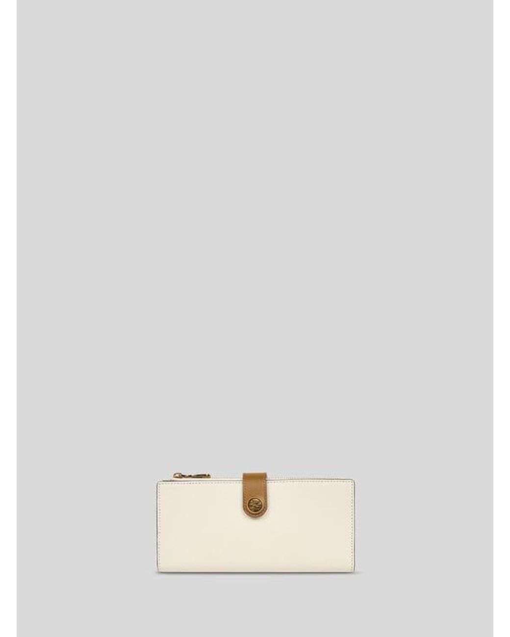 Etro White Leather Wallet With Pegaso Button
