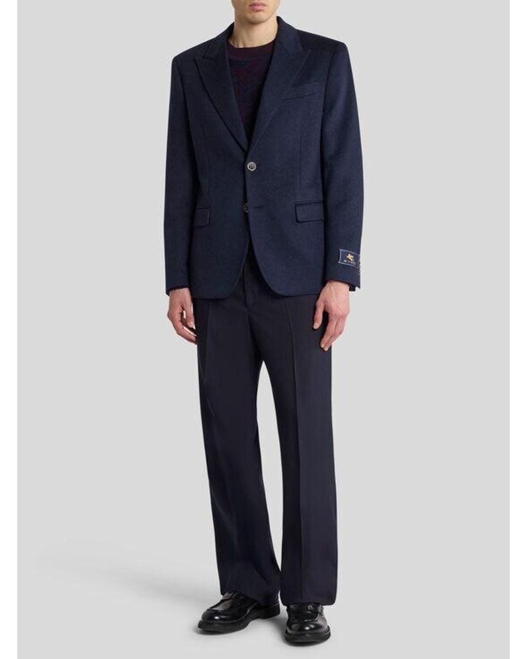 Etro Blue Single-Breasted Cashmere Jacket for men