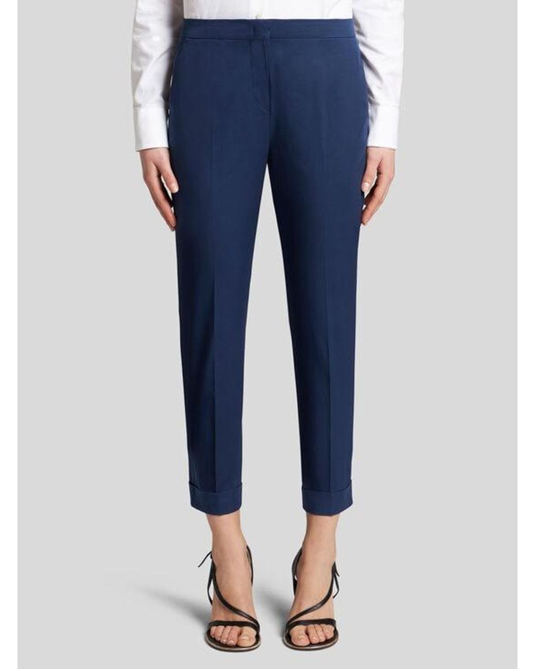 Etro Blue Cropped Stretch Cotton Trousers