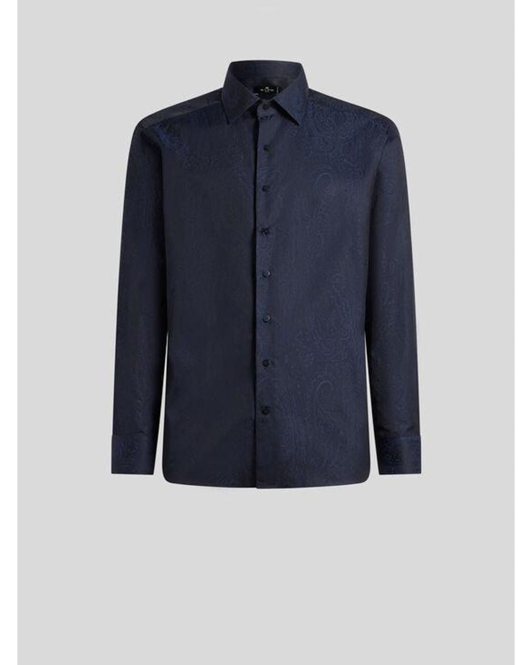 Etro Blue Cotton Jacquard Shirt for men