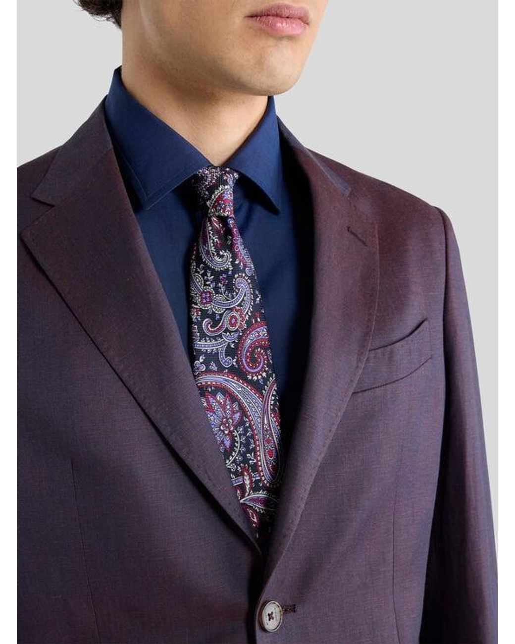 Etro Blue Single-Breasted Wool And Linen Suit for men