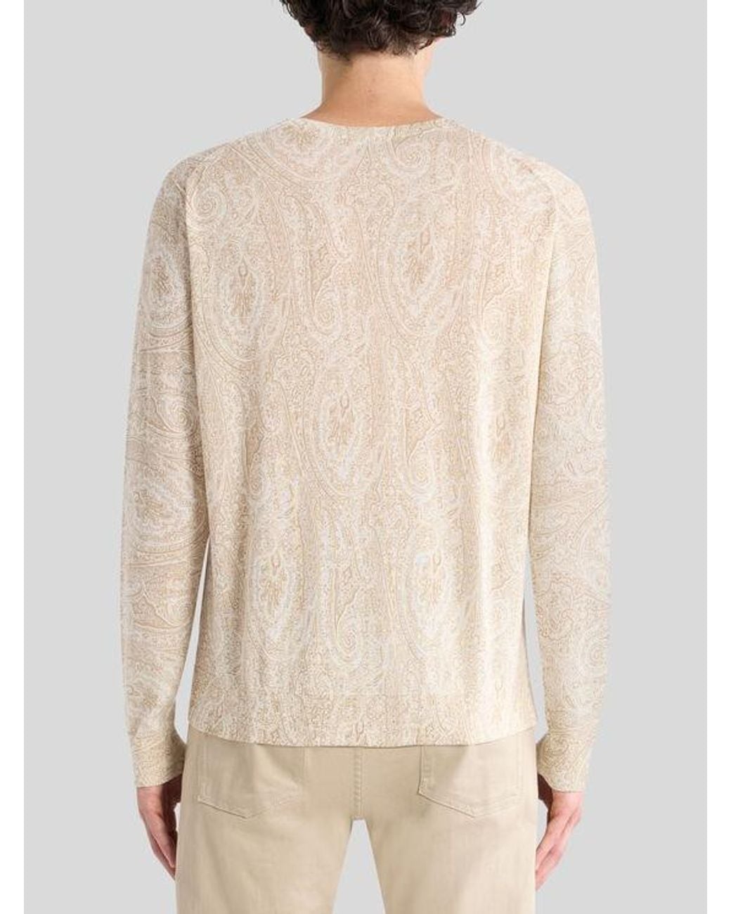 Etro White Cotton-Blend Sweater With Floral Arnica Motif for men