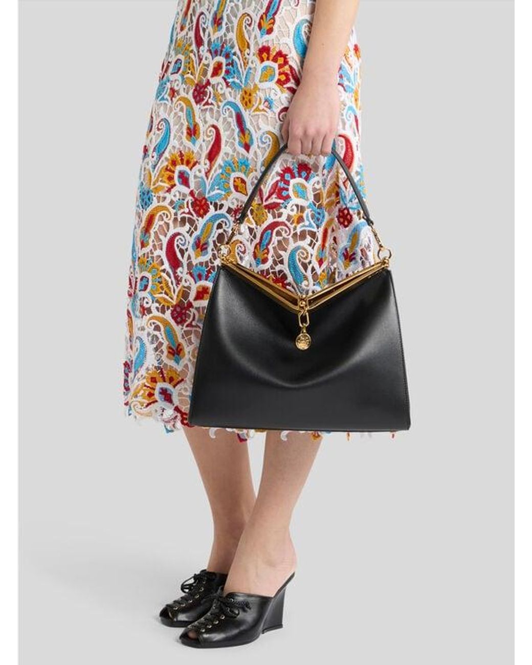 Etro Black Large Leather Vela Bag