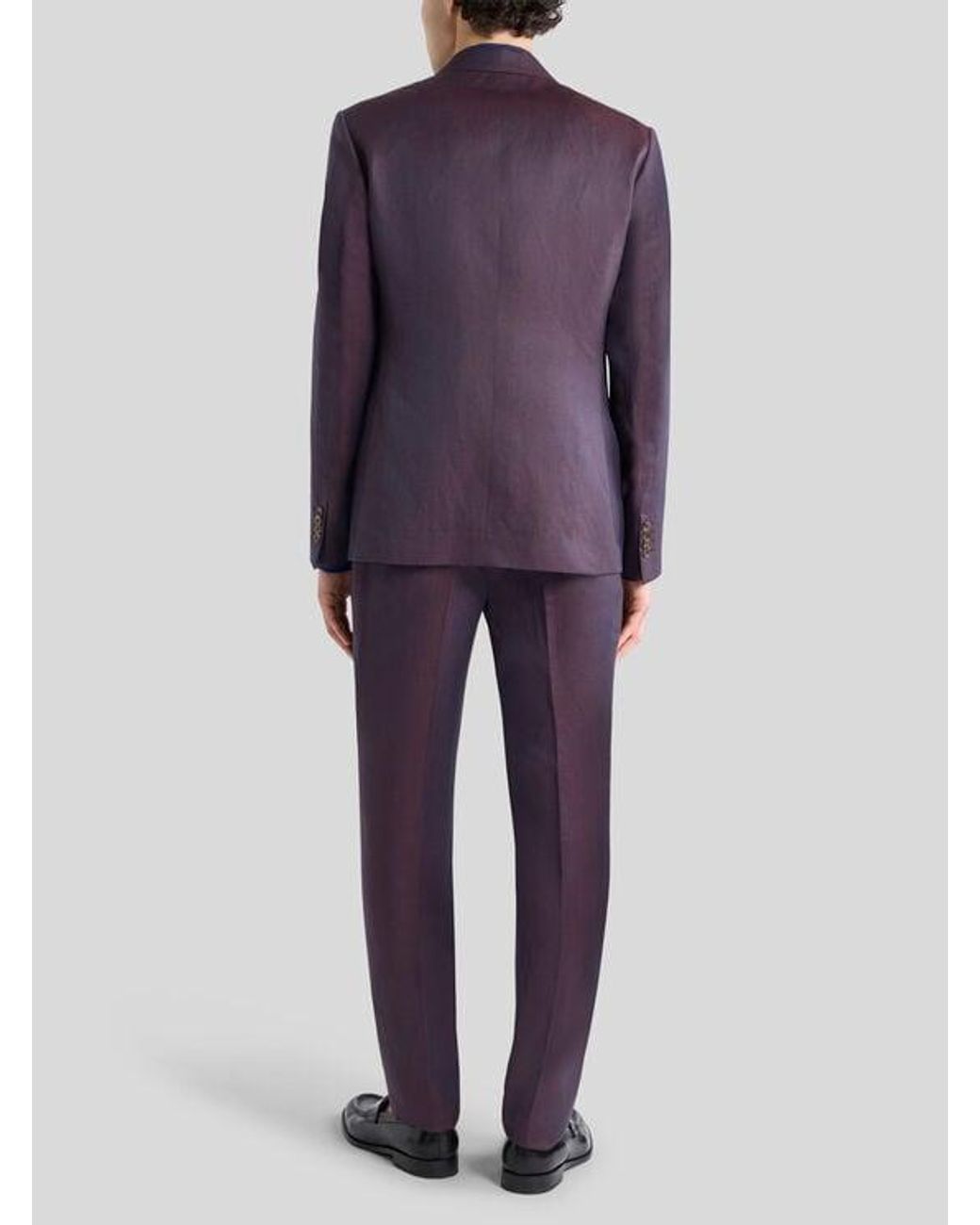 Etro Blue Single-Breasted Wool And Linen Suit for men