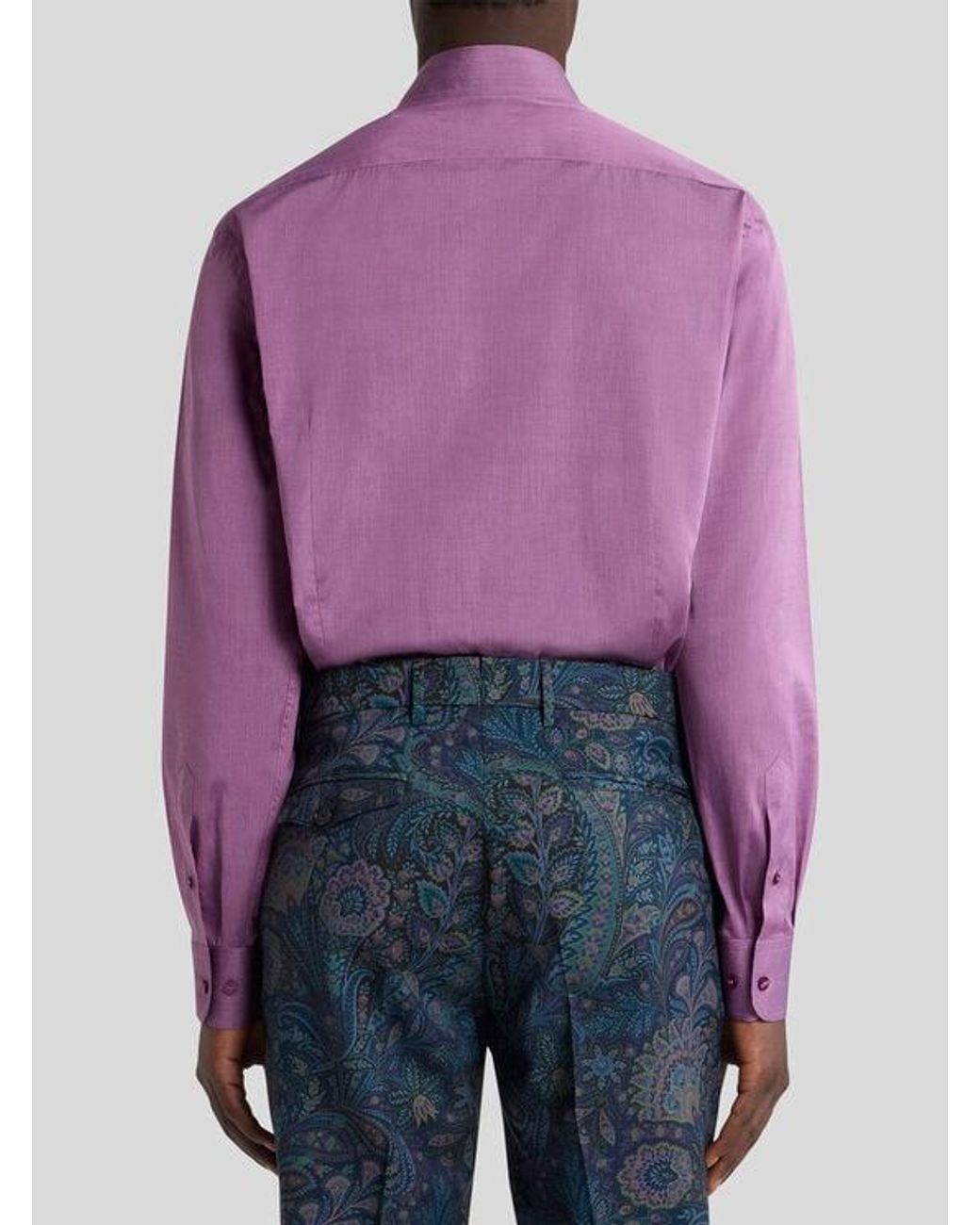 Etro Purple Shirt With Pegaso Embroidery for men